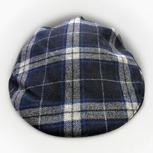 Capas Headwear Blue Gray Plaid Newsboy 100% Wool Hat Donegal Tweed Cap Size XL